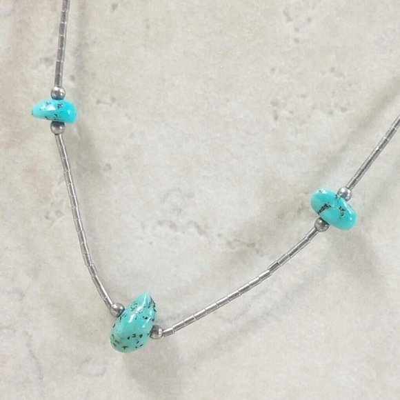 Silver Green Blue Jewelry Necklace Earrings Set Women Trinket Jewelry Gift VTG - Picture 6 of 11